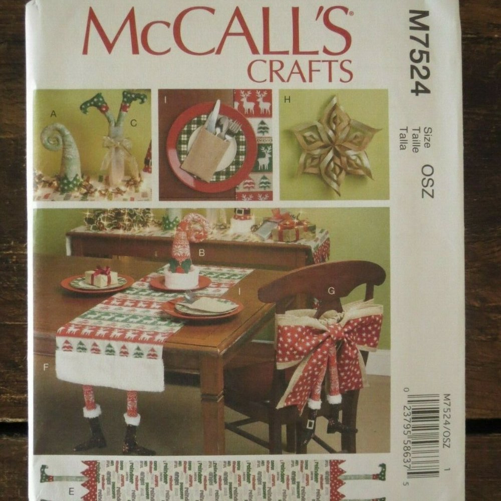 New McCalls Crafts Pattern M7524 Funny ELF Christmas Decor Hats Table Runner ++